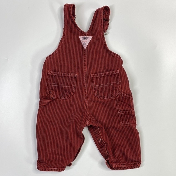 Vintage OshKosh B'Gosh Conductor Red Railroad Overalls Boys 6-9 Months - Picture 2 of 6